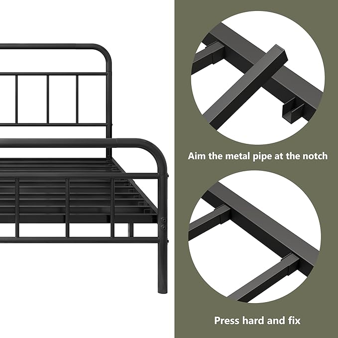 14Inch Metal Bed Frame,King Size Bed Frame with Storage Space,Heavy Duty Sturdy Mattress Foundation,Easy Assembly,No Box Spring Needed,King