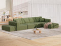 CUGOAO 152'' Modern Boneless Couch, Oversized 2-in-1 Modular Sectional Sofa Bed, Extra Deep Seat Upholstery Cloud Couch, Boneless Couches for Living Room, No Assembly Required, Green Corduroy