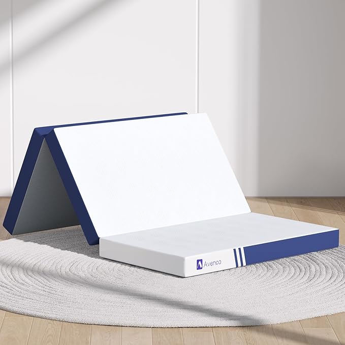 Avenco Foldable Mattress Twin XL, Folding Mattress 4 Inch Memory Foam, Trifold Mattress Portable with Removable Cover & Detachable for Guest Room/Caravan/Camping/Travel, Twin XL 80"x39"x4"