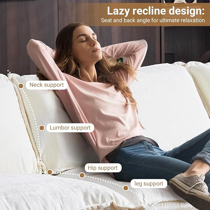 VINGLI 157" Cloud White/Cream Convertible Sectional Sofa, Comfy U-Shape Extra Deep Seat Sofa Couch for Living Room,Modern Chenille 4-Seat Convertible Sofa with 2 Movable Ottomans for Small Space