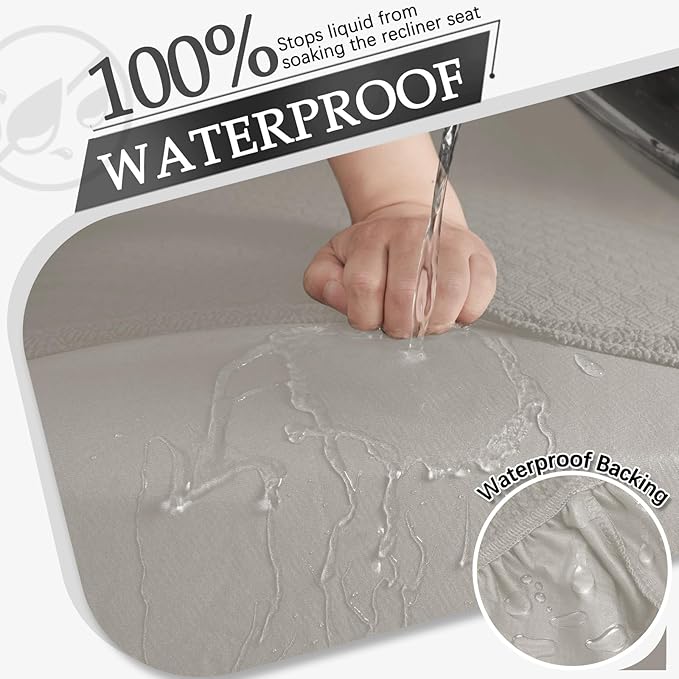 Waterproof Reclining Sectional Couch Covers Washable L Shaped Couch Cover for Sectionals Recliner Sofa Covers Stretch Corner Recliner Slipcovers for Dogs (5 Seater 2 Console Cover, Khaki)