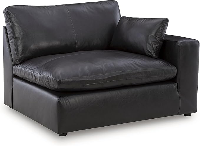 Signature Design by Ashley Emilia Straight Contemporary Leather Match 2-Piece Sectional Loveseat with Removable Cushion, Black