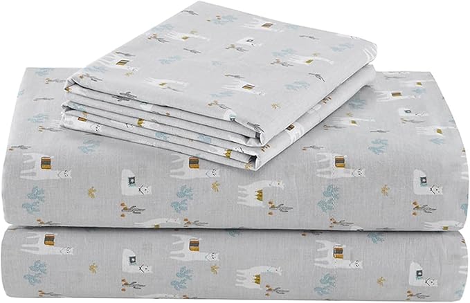 Comfort Spaces 100% Cotton Sheet Set Breathable, Lightweight, Soft with 14" Elastic Pocket Fits up to 16" Mattress, All Season Cozy Bedding, Matching Pillow Case, Cal King Lama Multi 4 Piece
