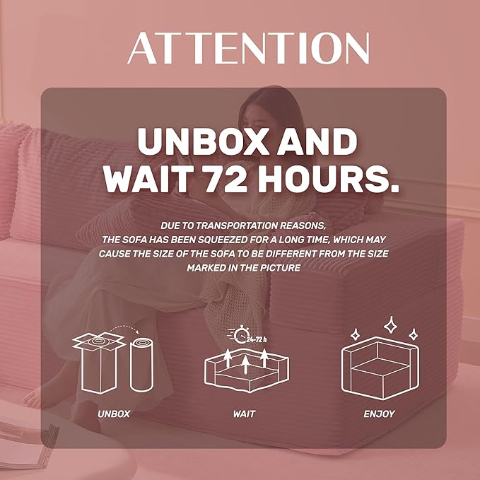 107" Boneless Couch with Deep Seat, Set of Modular Sectional Sofa, Cloud Sectional Couch for Living Room, No Assembly Required, Corduroy, L-Shape Left, Pink
