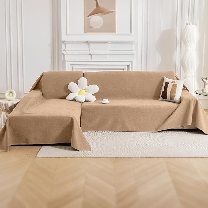 Deep Dream Sectional Couch Covers, 2 Pieces 100% Waterproof L Shaped Sofa Cover, Non Slip Couch Cover for Dogs Cats Washable, Pet Friendly Sofa Slipcovers Furniture Protector (X-Large, Brown)