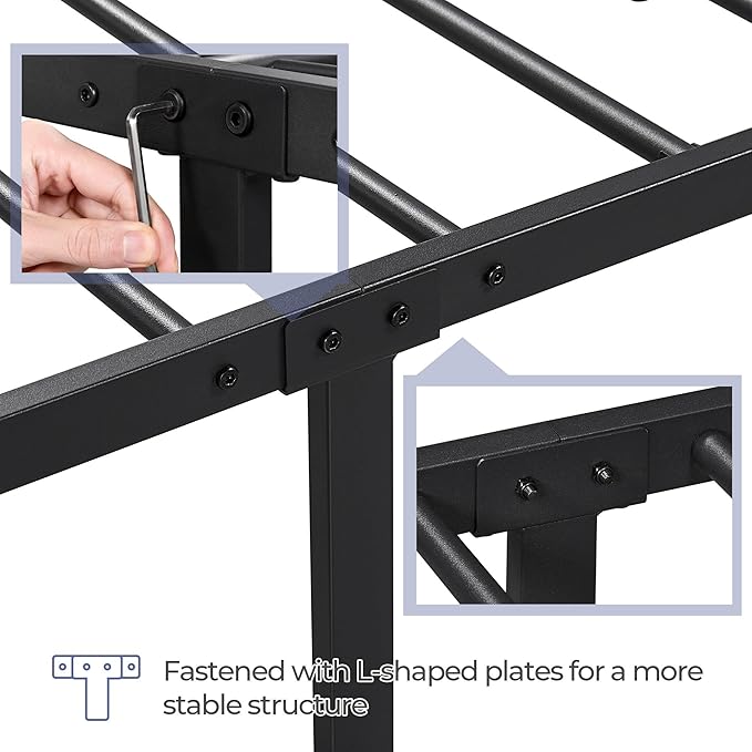 Yaheetech Classic Metal Platform Bed Frame Mattress Foundation with Victorian Style Iron-Art Headboard/Footboard/Under Bed Storage/No Box Spring Needed/Queen Size Black