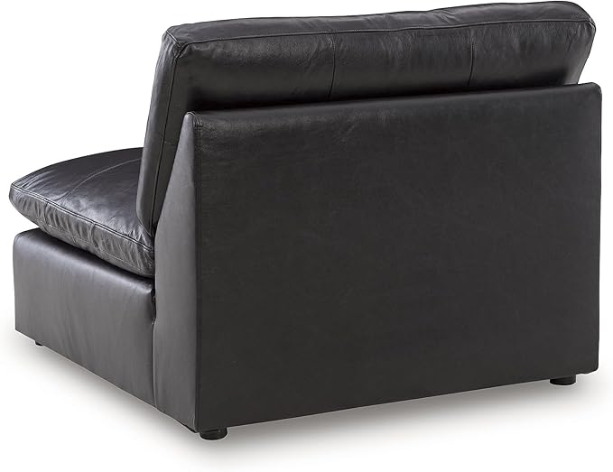 Signature Design by Ashley Emilia Straight Contemporary Leather Match 3-Piece Sectional Sofa with Removable Cushion, Black