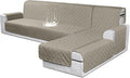 VANSOFY Sectional Couch Covers 100% Waterproof L Shaped Sofa Slipcover 3pcs Reversible Chaise Lounge Cover for Sectional Sofa Furniture Protector Cover for Pets Cat Dog(X-Large, Khaki)
