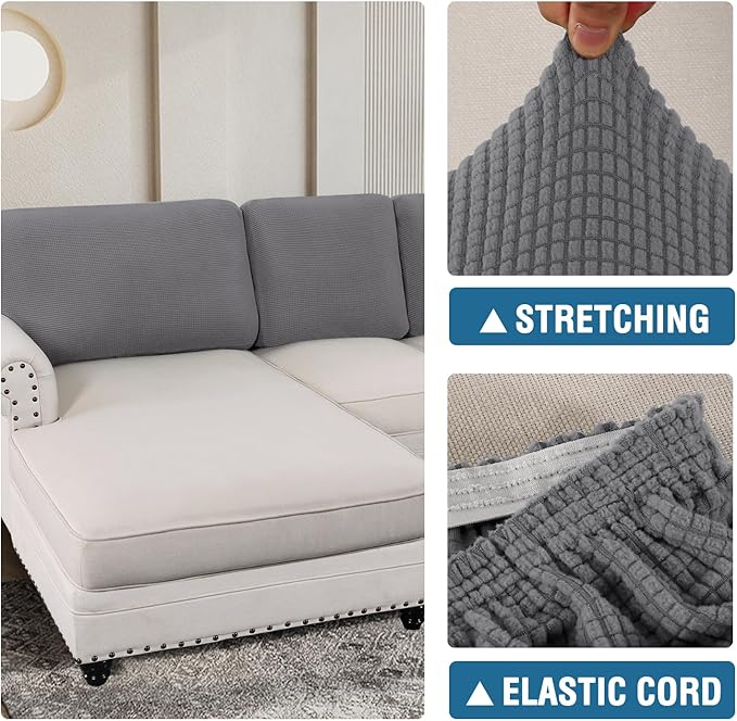 H.VERSAILTEX Backrest Cushion Covers Sectional Couch Back Cushion Covers for Sectional Sofa Set for Both Left/Right Couch (Back Only: 1 Chaise + 3 Sofa, Dove)