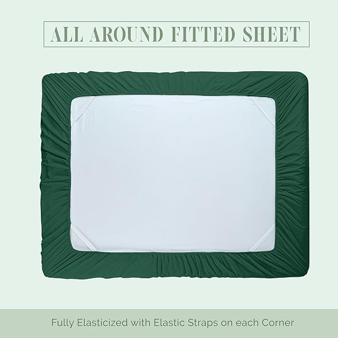 Elegant Comfort 1500 Premium Hotel Quality 18-24 Inches Deep - Extra Deep Pocket Single Fitted Sheet for High Mattress, Luxury and Softest, Smart Pocket - Wrinkle Free, Twin/Twin XL, Hunter Green