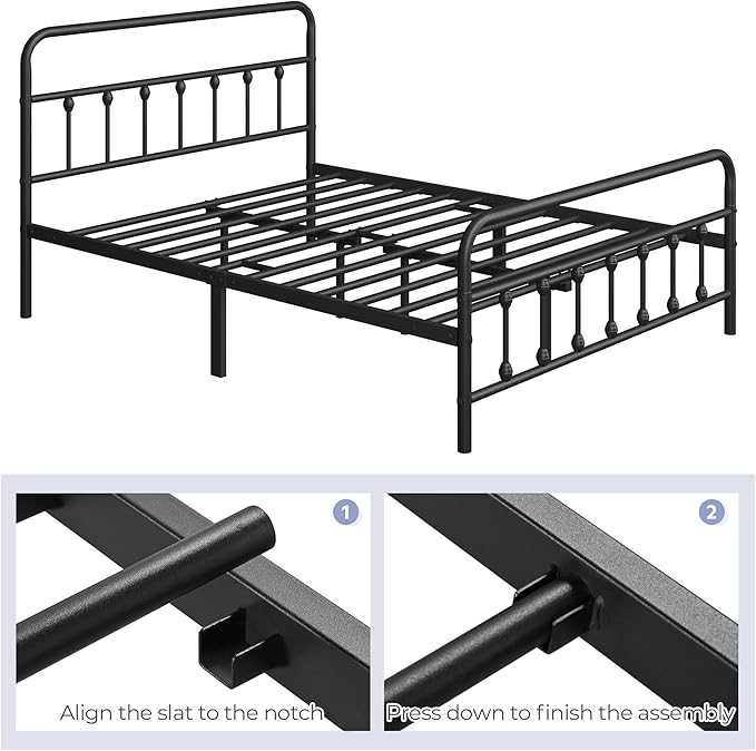 Yaheetech Classic Metal Platform Bed Frame Mattress Foundation with Victorian Style Iron-Art Headboard/Footboard/Under Bed Storage/No Box Spring Needed/Full Size Black