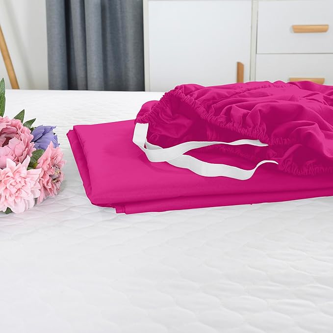 Elegant Comfort 1500 Premium Hotel Quality 18-21 Inches Deep - Extra Deep Pocket Single Fitted Sheet for High Mattress, Luxury and Softest, Smart Pocket - Wrinkle Free, Queen, Pink