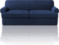 PrinceDeco T Cushion Sofa Slipcover 3 Pieces Sofa Covers for T Cushion Couch Soft Couch Cover Sofa Slip Covers Furniture Covers with 2 Individual T Shape Seat Cover Width Up to 88", Navy