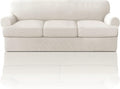 PrinceDeco T Cushion Sofa Slipcover 4 Pieces Sofa Covers for T Cushion Couch Soft Sofa Slip Covers Furniture Protector with 3 Individual T Shape Seat Covers (70"-88") Washable, Ivory