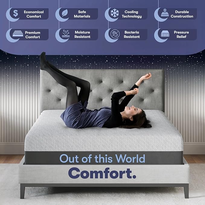 Celestial Sleep 12 Inch Queen Mattress, Made in The USA, CertiPUR-US®, Oeko-Tex®, and Fiberglass-Free™ Certified Cooling Bed, Gel Memory Foam Mattress in a Box - Soft