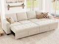 Belffin Modular Sectional Sleeper Sofa with Pull Out Bed Convertible Velvet Sleeper Sofa with Storage Sectional Couches for Living Room Beige