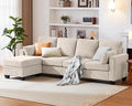 CHIC HOUSE Modular Sectional Sofa with Storage Ottomans, Corduroy Cloud Couch for Small Spaces & Apartments, Reconfigurable L/U Shaped Convertible Corner Sofa, Beige, 5 Seater Sectional