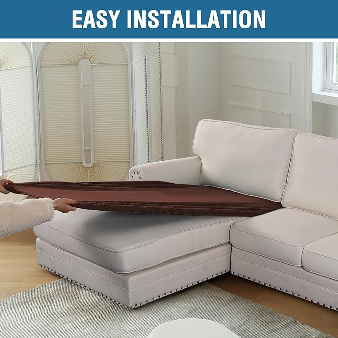 H.VERSAILTEX Sectional Couch Covers 1 Piece Chaise Slipcover L Shape Separate Cushion Couch Cover for Both Left/Right Sectional Couch (Seat Only: 1 Chaises, Burnt Brick)
