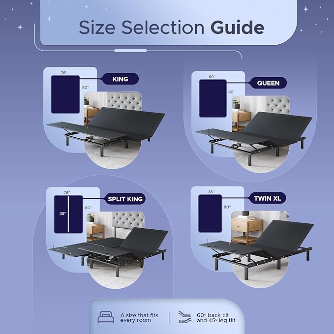 Celestial Aurora Adjustable Bed Base (Frame) + 10 inch Gel Memory Foam Mattress (Medium), Easy Assembly, Head and Foot Lift, Zero Gravity, Memory Positions, CertiPUR-US Bed - Full