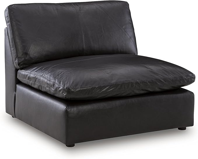 Signature Design by Ashley Emilia Straight Contemporary Leather Match 3-Piece Sectional Sofa with Removable Cushion, Black