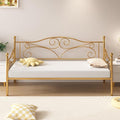 VECELO Daybed Frame, Twin Size Metal Platform Bed with Headboard,Heavy Duty Steel Slats Support for Living Room Bedroom Guest Room, Easy Assembly