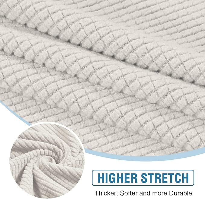 H.VERSAILTEX Sectional Couch Covers 4 Pieces Sofa Seat Cushion Covers L Shape Separate Cushion Couch Chaise Cover for Both Left/Right Sectional Couch (Seat Only: 1 Chaise + 3 Sofa, Ivory)