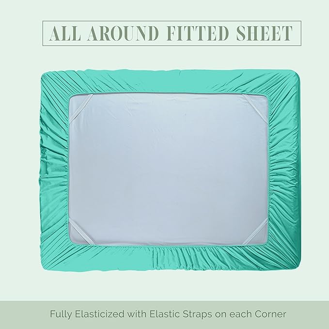 Elegant Comfort 1500 Premium Hotel Quality 18-24 Inches Deep - Extra Deep Pocket Single Fitted Sheet for High Mattress, Luxury and Softest, Smart Pocket - Wrinkle Free, King, Paradise Teal