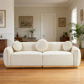 90.94'' Modern Sofa- 3 Seater Sofa, Comfy Sofa Couch with Extra Deep Seats, Upholstered Boucle Couch for Living Room Apartment Lounge (White)