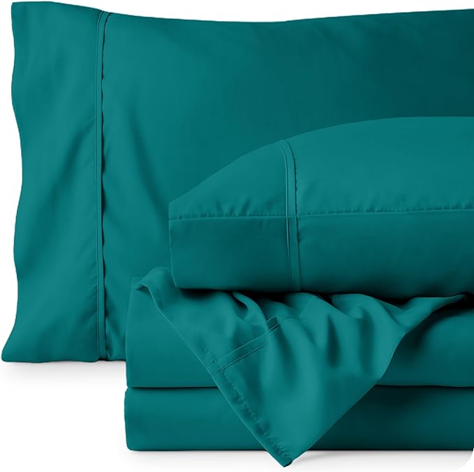 Bare Home Full Sheet Set - 1800 Ultra-Soft Microfiber Full Bed Sheets - Double Brushed - Deep Pockets - Easy Fit - 4 Piece Set - Bedding Sheets & Pillowcases (Full, Emerald)