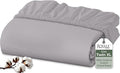 Royale Linens 100% Organic Cotton Fitted Sheet - Percale Weave - Super Soft Deep Pocket Bottom Sheets - Elastic Sheet Twin XL Size - Twin XL Fitted Sheets Only - (39"x80"+15", Silver)