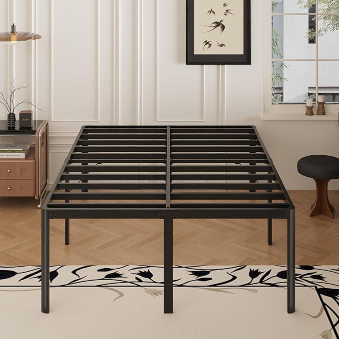 Yicensen 24 Inch High Full Bed Frame with Rounded Corner Legs, Heavy Duty Full Size Metal Platform Bed Frame No Box Spring Needed, Easy Assembly, Noise Free, Black