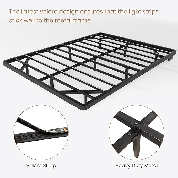 SHA CERLIN Floating Bed Frame Twin Size with Smart LED Lights and Charging Station, Heavy Duty Metal Platform Bed with Modern Design,No Box Spring Needed, Easy Assembly, Matte Black