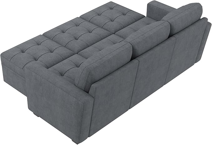 HONBAY Modular Sectional Couch Sleeper Sofa Bed with Storage Seats Oversized Sectional Couches for Living Room,Bluish Grey