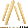 FoDau770 Rubber Wood Furniture Legs 16 Inches, Slant Tapered Wood Feet Mid Century Sofa Legs Set of 4, 5/16" UNC Furniture Feet Replacement Parts for Cabinet Couch Dresser Chair Ottoman Table