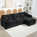 Oversized Modular Sectional Sofa, 111.8 Inch L Shaped Cloud Couch Set, 3-Seat Comfy Convertible Sofa with 1 Movable Ottoman, DIY Combination Sleeper Couch for Living Room(Chenille, Black)