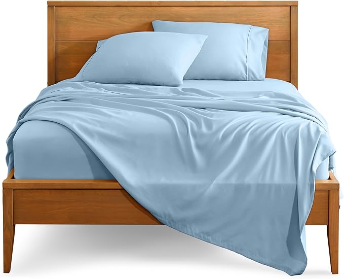 Bare Home Full Sheet Set - 1800 Ultra-Soft Microfiber Full Bed Sheets - Double Brushed - Deep Pockets - Easy Fit - 4 Piece Set - Bedding Sheets & Pillowcases (Full, Light Blue)