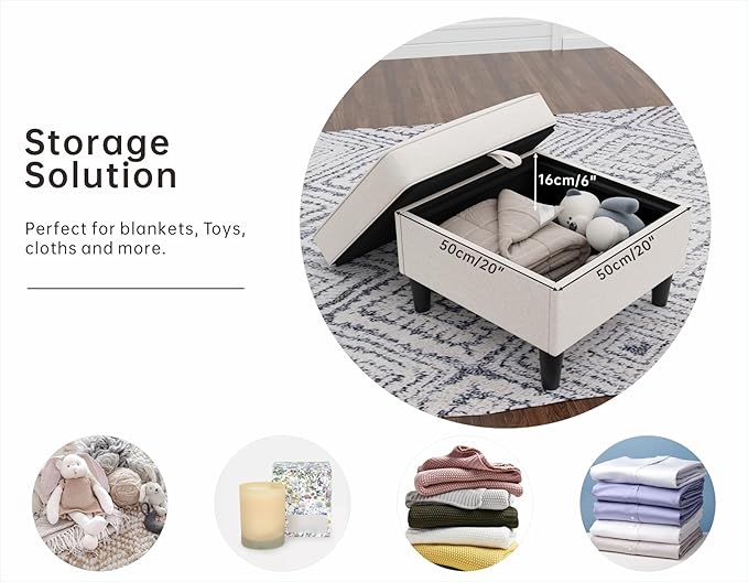 Sectional Couches for Living Room - Convertible 3 Seater L Shaped Couch with Storage Ottoman USB Charging Port - Beige Modern Linen Fabric Sofas Furniture Set for Apartment Loft Studio Small Space | USB Charging Port
