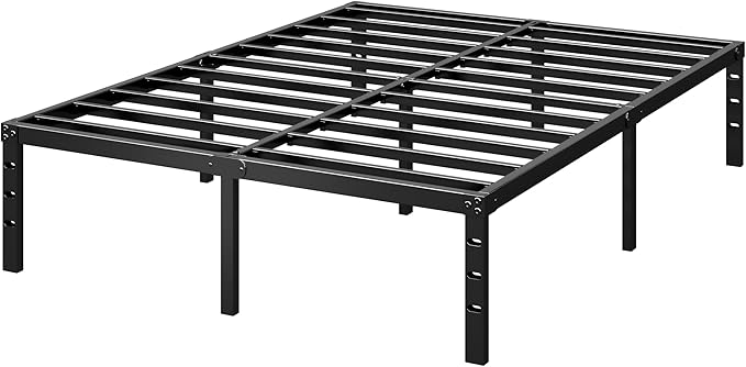 HLIPHA Metal Platform Bed Frame 14 Inch Tall,No Box Spring Needed,King Size Bed with Heavy Duty Strong Support Slats,Easy to Assemble,Black