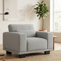 Marsail Single Seater Couch, 40 Inch Sofa with Wide Armrests & Deep Cushions, Modern Linen Fabric Sofas for Living Room, Comfy Upholstered Couch with Removable Washable Covers, Light Grey