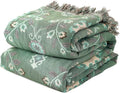 Boho Throw Blanket for Bed 100% Cotton Ultra Soft Rustic Quilt Spring Blanket Floral Printed Farmhouse Decor Bed Blankets,90"x98" All Season Rustic Throw for Sofa Couch Chair