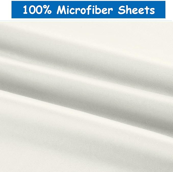 Ready To Rest King/California King Waterbed Sheets, 4 Piece Attached Sheet Set, Fits 15 Inch Deep Mattress, Brushed Microfiber, Ultra Soft and Lightweight (Ivory)