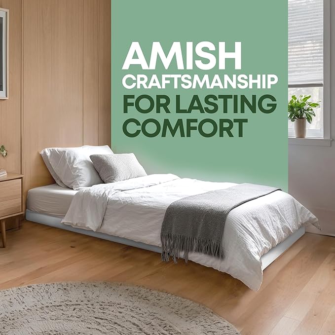 Greaton, 2.5” Twin Box Spring Only for Twin Size Bed – Amish-Made in the USA – Solid Wood Mattress Foundation with Stable & Quiet Support – Flat-Packed & Easy Assembly – White