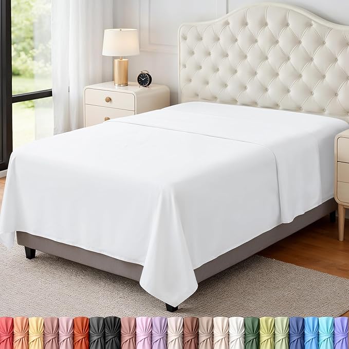 Utopia Bedding Flat Sheet - 1 Pack (Twin XL, White) - Soft Brushed Microfiber Fabric - Shrinkage & Fade Resistant Top Sheet - Easy Care Bed Sheet