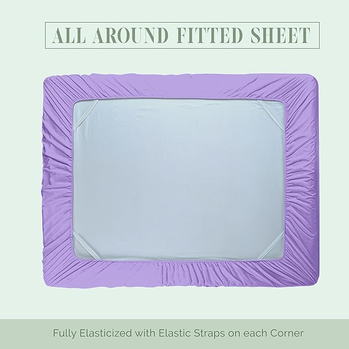 Elegant Comfort 1500 Premium Hotel Quality 18-24 Inches Deep - Extra Deep Pocket Single Fitted Sheet for High Mattress, Luxury and Softest, Smart Pocket - Wrinkle Free, Twin/Twin XL, Lilac