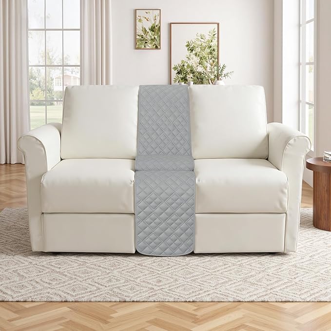 Arfntevss Recliner Sectional Couch Covers 1OO% Waterproof L Shape Sofa Cover for Reclining L Shaped Sectional Slipcover Dog Washable Corner Non Slip Middle Console Protector (1 Console, Silvery Gray)