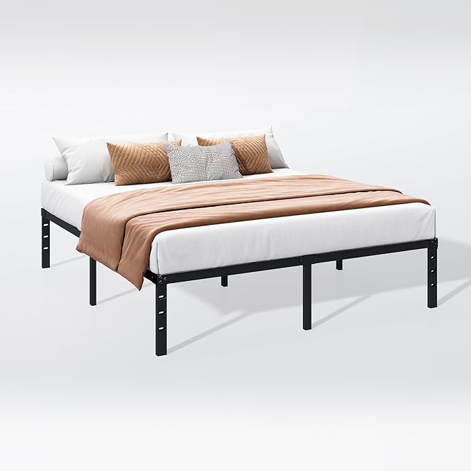 Hafenpo 12 Inch Queen Bed Frame - Sturdy Metal Platform Queen Size, No Box Spring Needed, Heavy Duty, Easy Assembly, Strong Bearing Capacity, Under Bed Storage, Black