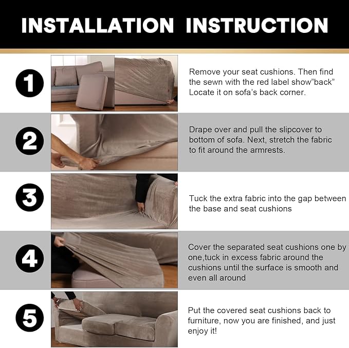 PrinceDeco Couch Cover Velvet Plush Sofa Covers for 2 Cushion Couch Width Up to 90 Inch Washable Furniture Protector Pet Friendly No Slip Sofa Slipcover(Medium-Large,Taupe)