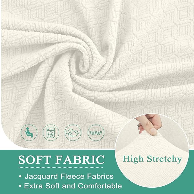 Waterproof Reclining Sectional Couch Covers Washable L Shaped Couch Cover for Sectionals Recliner Sofa Covers Stretch Corner Recliner Slipcovers for Dogs (Console Cover, Cream)