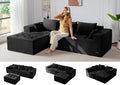 MAXYOYO Modular Sectional Sofa Couch, L Shaped Modern Cloud Couch with 1 Ottoman, Sofa in A Box, Tufted 4-Seat Boneless Sleeper Chair for Living Room, No Assembly Required, Black