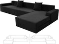 ZNSAYOTX Sectional Couch Covers, Stretch Jacquard Slipcovers with Elastic Bottom for L-Shape Sectional Sofa, 2 Pcs Pet Friendly Modular Sofa Protector (3 Seat Couch + 3 Seat Chaise, Black)
